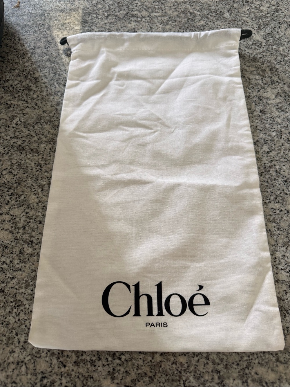 Chloé Drawstring Dust Bag in White with Black Logo - Picture 1 of 1
